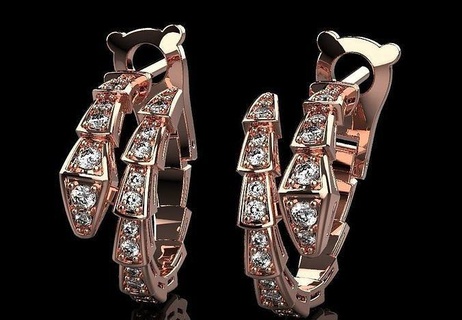 orecchini serpente serpeggiante bracciale gioielleria oro argento diamante stampabile gioiello gemma Fidanzamento squillare animale 3d print model - Mito3D