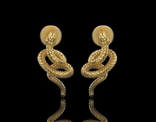 earrings snake 30056 jewelry zbrush earring jewellery rhino matrix keyshot print printing cad rendre rendering snakes jewel 3d print model - Mito3D