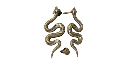 orecchini serpenti 3dprinted design moda oro d'oro gioiello gioielleria stampa stampabile prototipazione argento vintage ali serpente 3d print model - Mito3D