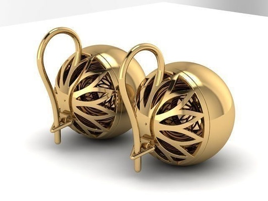 orecchini sfera pronto to stampa stl oro argento stampabile nozze fidanzamento gemma lowpoly fantasia sfida gioielleria 3d print model - Mito3D