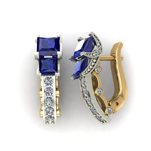earrings square sapphires diamonds diamond gem jewel brilliant earring jewelry ruby diamant gold printable silver fashion beauty vintag emerald 3d print model - Mito3D
