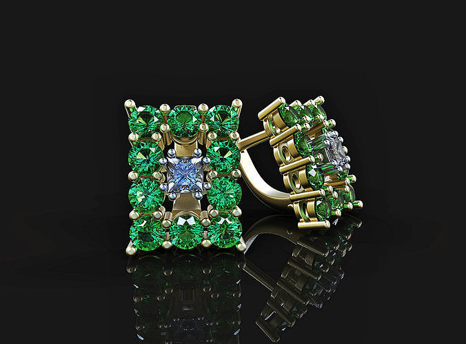 boucles d'oreilles pierres bijoux gemme conception or argent brillant 3d modélisation Créatif rapide prototiping rendu animation diamant bague bijou extravagant 3D print model - Mito3D