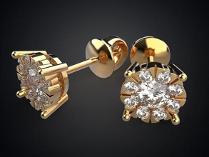 earrings studs gold e6 earring 3d printable silver jewelry cnc jewel gemstone gem brilliant diamond ring sterling fashion business sapphire brillant pendant bracelet 3d print model - Mito3D