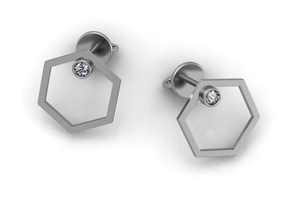 orecchini borchie semplice acquistare 3d modello bellissimo cad diamante gemma oro platino gioielleria stampa gioielli cera per prezioso printversion argento nozze fresatura moda 3d print model - Mito3D