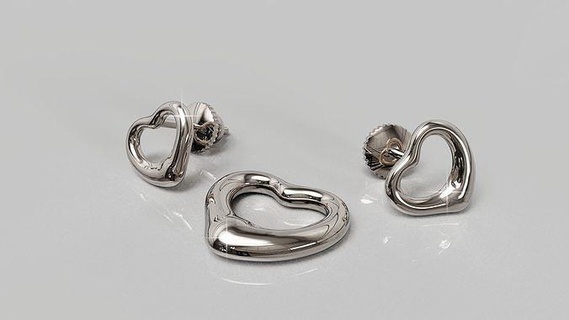 Ohrringe Tiffany Herz Anhänger einstellen Schmuck Gold Silber druckbar Mode Nashorn Keyshot Design modern Kette Halskette Halsketten 3d print model - Mito3D
