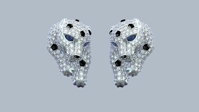 brincos tigre joalheria ouro prata diamante gema Casamento 3D print model - Mito3D