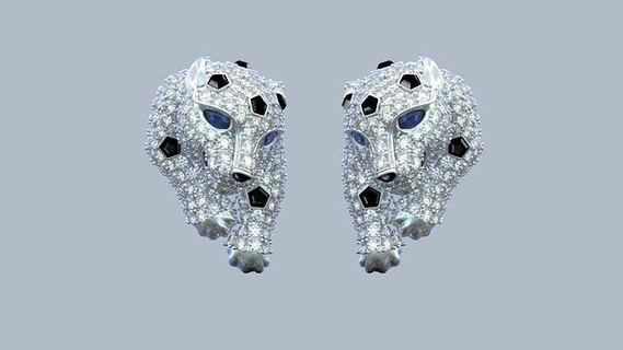 Ohrringe Tiger Schmuck Gold Silber Diamant Juwel Hochzeit 3d print model - Mito3D