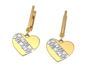 iki kalp küpe takı satın al 3d model parlak cad elmas zarif nişan gem altın platin jewelryprint jewelrywax değerli printversion Gümüş düğün freze 3d print model - Mito3D