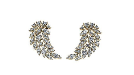 earrings wing 3d print model ring pendant gold diamond beatifull pretty nice cool emerald brilhant brinco ouro esmeralda diamante jewelry 3d print model - Mito3D