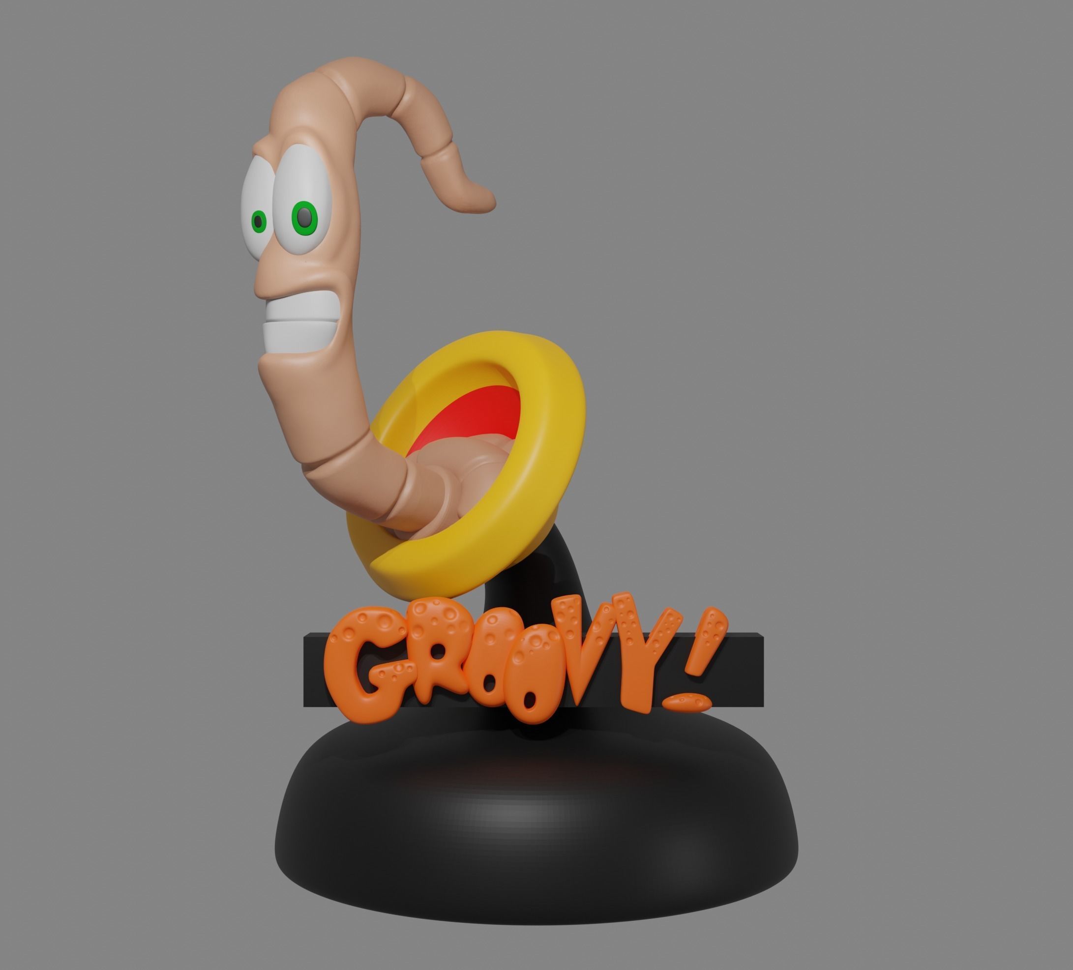 earthworm jim bust groovy earthwormjim vusto earth worm snes megadrive games toys miniatures figurines 3D print model - Mito3D