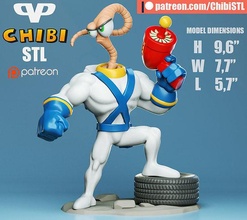 minhoca jim chibi 3d impressão stl jogos brinquedos 3d print model - Mito3D