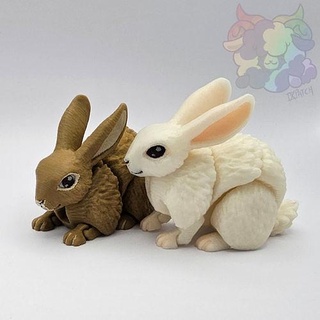 easter bunny - flexi articulated animal print-in-place rabbit cute kawaii creature furry flexible posable printinplace supportfree games toys 3d print model - Mito3D