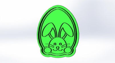 easter bunny in egg cookie cutter stamp hobby diy hand tools rabbit pet holiday house kitchen dining 3d print model - Mito3D