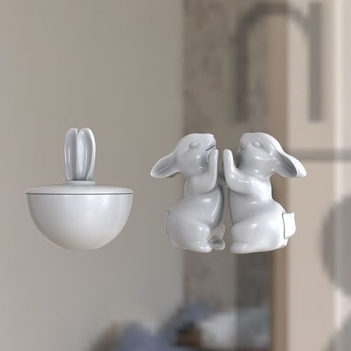 Ostern Hase einstellen Dekor Vase Figur Zahl Ferien Porzellan 3d drucken Haus 3D print model - Mito3D