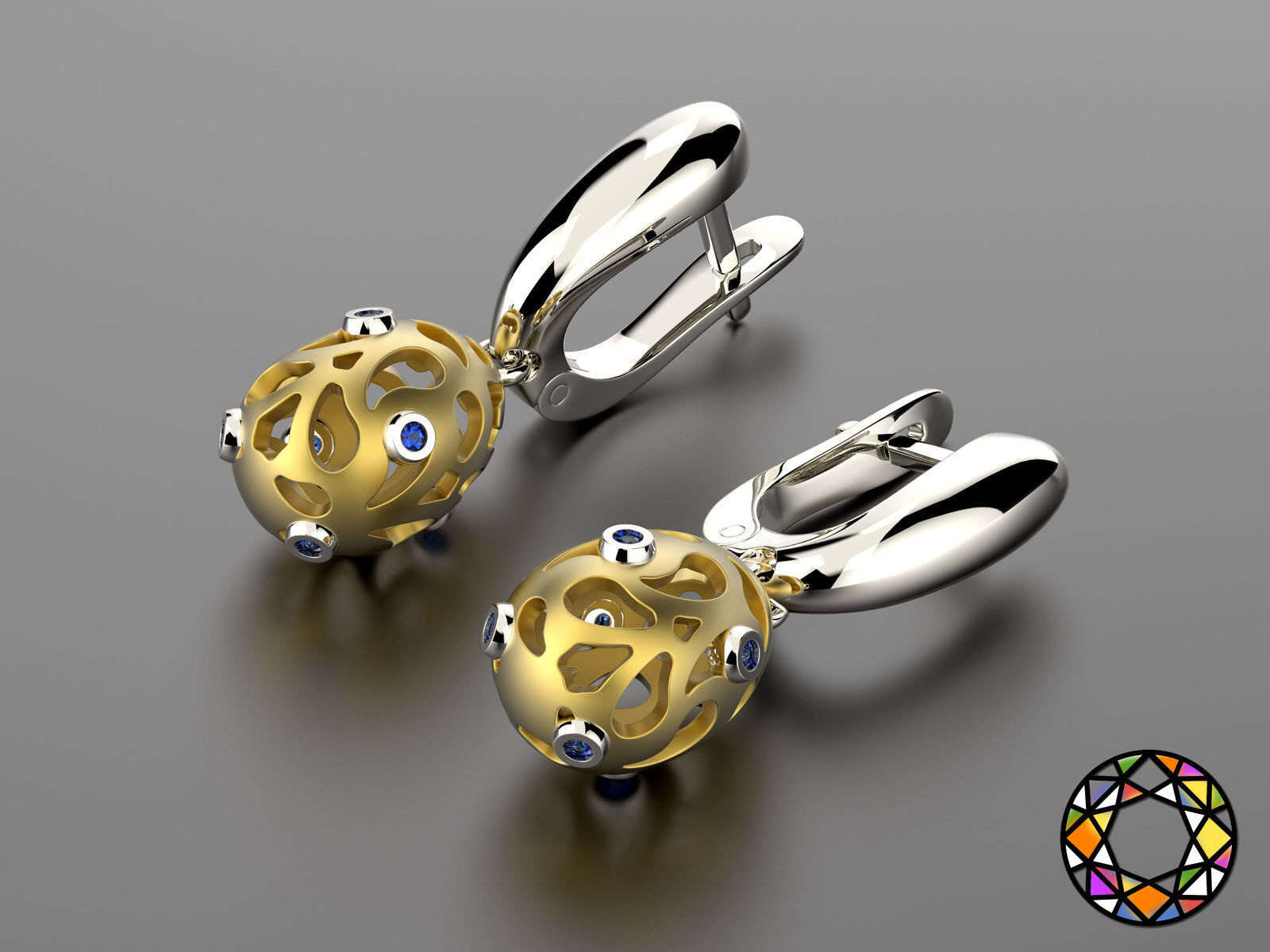 Paskalya yumurta toplama küpe 0140 7 taşlar ayarlayın takı moda meydan okuma Bilgiç bilgiçler altın platin Gümüş elmas mücevher stl cad düğün gem değiştirilebilir baskı 3D print model - Mito3D
