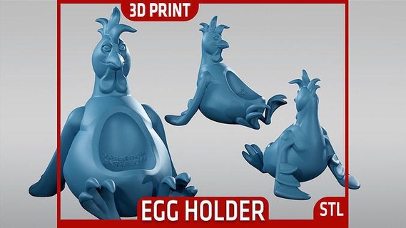 easter rooster - egg holder stl happy chick chicken kinder miniature figurines statue figure surprise bird attribution decoration stand duck design storage house accessories 3d print model - Mito3D