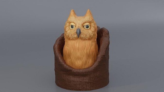 easter screech owl hawk barred great horned tree cute art sculptures 3d print model - Mito3D