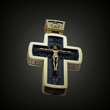 oriental ortodoxo masculino madeira cruz joalheria pingente jesus ouro penadante colar grego prata imprimível esterlina colares 3d print model - Mito3D