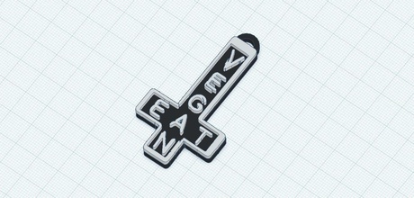 eat vegan cross keyring art symbol keychain print 3d sign signs logos 3d print model - Mito3D