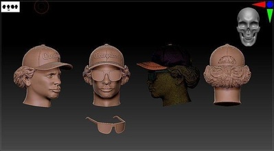 eazy e baş of manken giyme beyzbol şapka insanlar karakter heykel adam sanat heykeller 3d print model - Mito3D