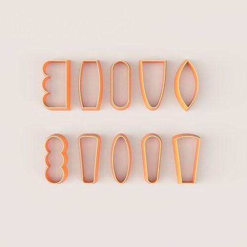 eco polímero cortador conjunto forma formar decoración Moda Arte orgánico arcilla sencillo clásico joyería joya minimalismo sello moda pendientes 3D print model - Mito3D