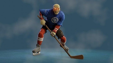 eddie at hockey estatua escultura hombre zombi hierro muerto arte esculturas impresión patines hielo palo extremo deporte acción 3d print model - Mito3D