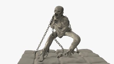 wirbel asyl statue skulptur zombie eddie eisen verstand psycho ketten kunst skulpturen 3d print model - Mito3D