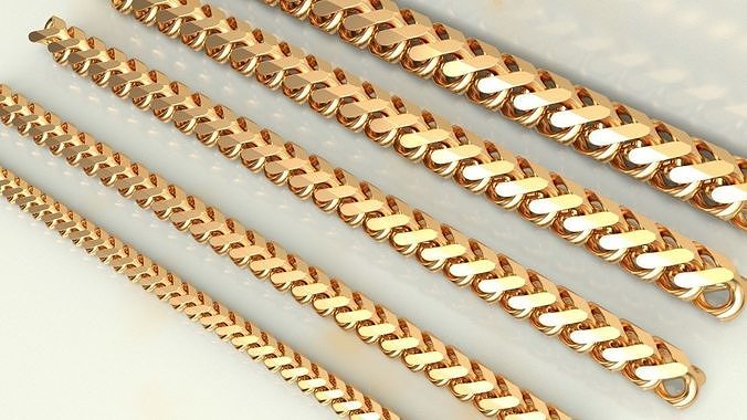 bordo franco cubano collegamento catena or collana gioielleria oro argento pendente ciondoli gioiello braccialetto collane 3D print model - Mito3D