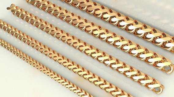 edge franco cuban link chain or necklace jewelry gold silver pendant pendants jewel bracelet jewellery necklaces 3d print model - Mito3D