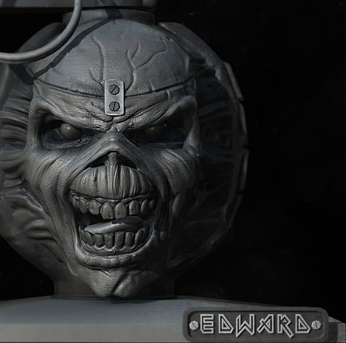 Edward bombear dama Ferro ferro donzela Grenade granada crânio modelo arte esculturas 3D print model - Mito3D