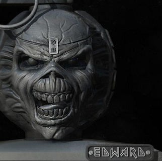 edward bomb ironmaiden iron maiden granade granada skull template art sculptures 3d print model - Mito3D