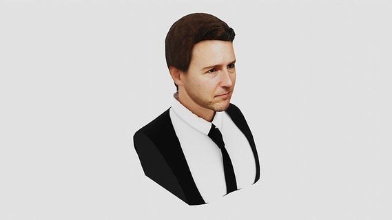 edward norton actor movie hollywood character man human body head pose model people clothing realistic anatomy hair young print boy male bust art sculptures 3d print model - Mito3D