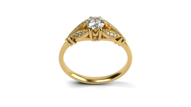 stile edoardiano anello di fidanzamento gioielli edoardiana solitaire foglia anelli 3d print model - Mito3D