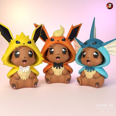 eevee estilo pacote pokémon pikachu glaceon pokebola brinquedo casa popular impressão leafeon cão anime revelação vaporeon umbreon flareon sylveon jogos miniatura espeon brinquedos 3d print model - Mito3D