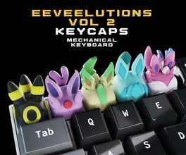eeveelutions 2 keycaps collection - mechanical keyboard eevee eeveelution keycap pokemon 3d espeon umbreon sylveon leafeon glaceon anime pc computer toys games accessories game 3d print model - Mito3D