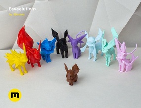 eeveelutions poly pokemon figurines kids collection eevee eeveelution espeon faceted flareon glaceon jolteon leafeon lowpoly set sylveon umbreon vaporeon games toys 3d print model - Mito3D