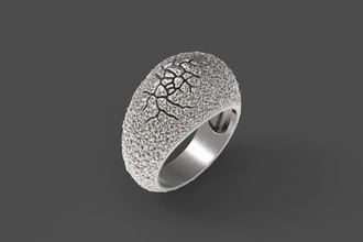 egg ring jewelry printable silver dragon textured minimalism contemporary design rough modern corrosion art shape sphere treasure round steel rings 3d print model - Mito3D