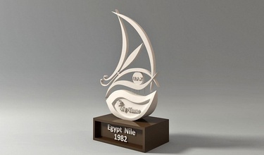 egypt nile boat trophy award bronze champion championship competition goblet gold golden interior prize reward sport toppers victory win winner winning art 3d print model - Mito3D