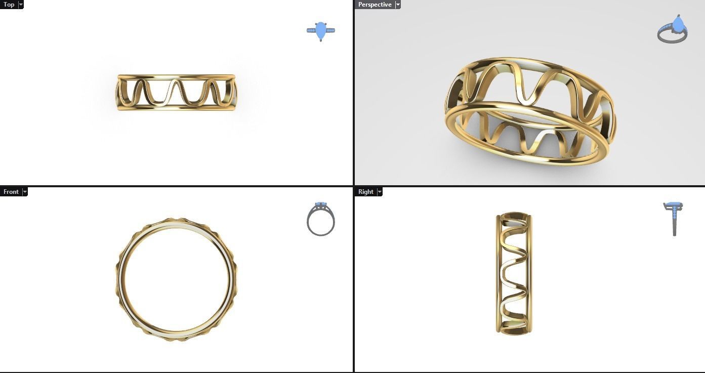 egyptean style patterned ring 2 variations gold precious jewelry luxury shining disjunct design symbol one illustration silver rings 3D print model - Mito3D