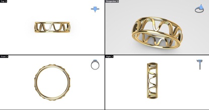 egyptean style patterned ring 2 variations gold precious jewelry luxury shining disjunct design symbol one illustration silver rings 3d print model - Mito3D