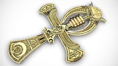 egípcio cruz v2 ankh antigo símbolo religioso espiritual cultura egito ouro religião simbólico arqueologia deus mito religiou objeto totem amuleto joalheria pingentes 3d print model - Mito3D