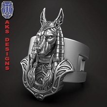 animal anillo joyería egipcio anubis v1 joya motociclista moda jinetes punk cráneo enojado antiguo medieval perro lobo criatura céltico religioso mítico fantasía ficticio anillos 3d print model - Mito3D