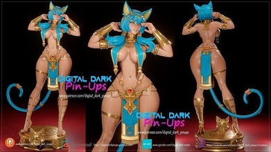 egyptian catgirl nsfw version miniatures 100mm sexy girl sculptures anime waifu boardgames rpg games toys statue 3d print model - Mito3D