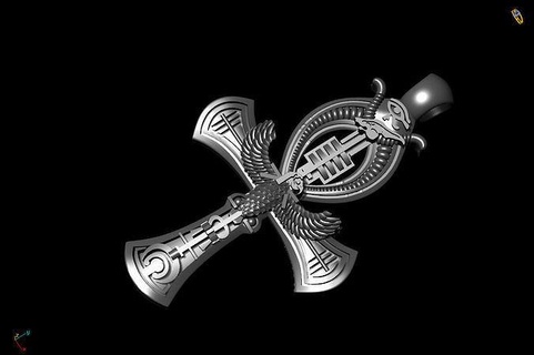egípcio Cruz ankh jóias joalheria pingente religioso católico cristão alívio enfeite ortodoxo prata ouro Águia pingentes 3d print model - Mito3D
