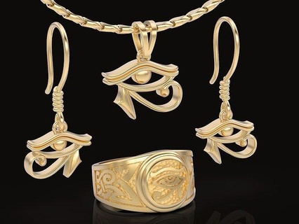 egyptian eyes ring pendant earring sculpture jewelry gold silver eye egypt printable fashion rings faraon jewellery mummy pharaoh pharaon pyramid tutanhamon tutankhamun tutenchamun horus horuseye 3d print model - Mito3D