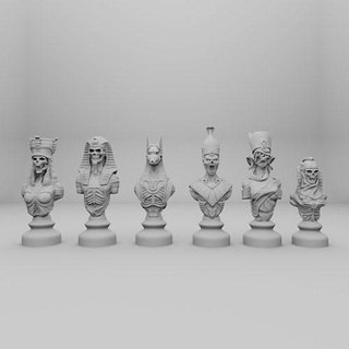 egyptian gods chess peaces god jewelry statue art sculpture gold religion 3d game print printable games toys board 3d print model - Mito3D