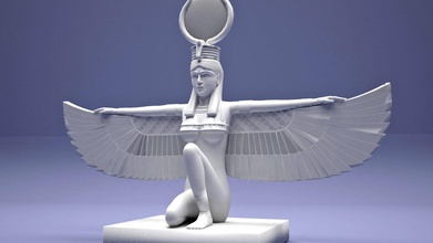 egyptian isis wings art character egypt god goddess gold magic mother nature sarcophagu sculpture statue throne wife winged sculptures 3d print model - Mito3D