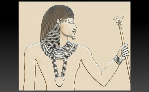 egyptian pharaoh bas-relief 3d stl model cnc bas relief printing art sculptures 3d print model - Mito3D