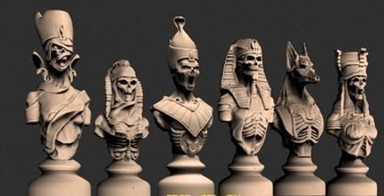 egyptian pharaohs-skeleton-mummies chess pieces 3d print stl pharaons skeleton board games toys 3d print model - Mito3D
