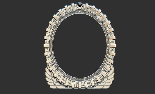 egyptian pharaonic mirror frame 3d printable cnc model round wall oval picture molding decor carved barocco intagli3d furniture artcam art sculptures 3d print model - Mito3D